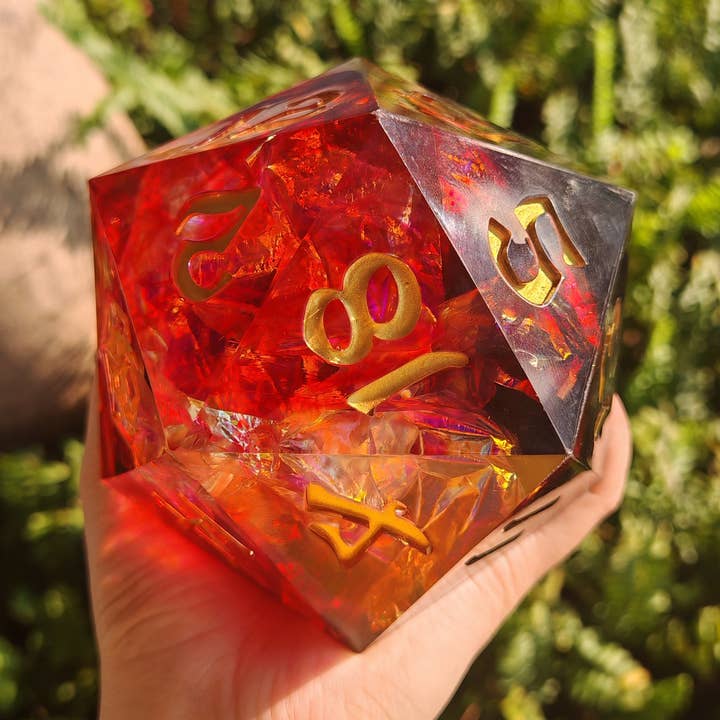 HY00538 - Magie Capturée 100mm Chonk D20 - Cristal de Sang pour la vente par Hymgho Premium Dice