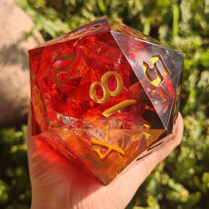 HY00538 - Captured Magic 100mm Chonk D20 - Blood Crystal for wholesale by Hymgho Premium Dice