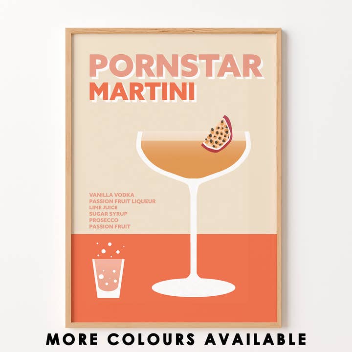 Pornstar Martini cocktailplakat for engroshandel hos Peach and Home