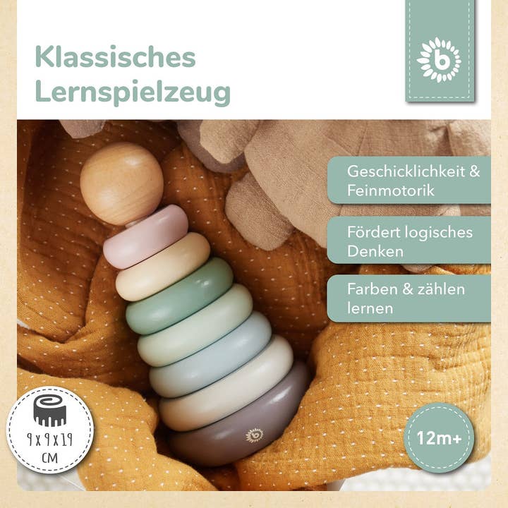 Bieco Spielwaren - Wholesale Wood Toy - Kids - Stacking Tower Rose FSC®3