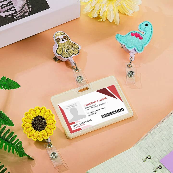 The American Gift Company (TAGCO) - Wholesale Badge Accessory - Unisex - RETRACTABLE BADGE HOLDER CLIP - SUNFLOWER2