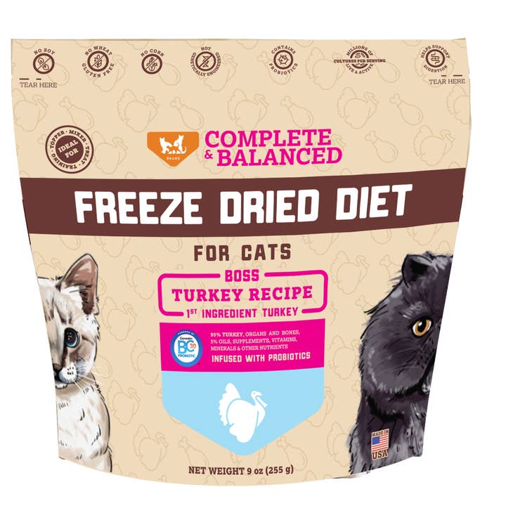 BOSS DOG BRAND, INC. - Wholesale Pet Food - Cat - Boss Cat Freeze Dried Raw Diet - Turkey (9oz)