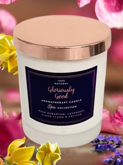 Rose Pelargon, lavendel, ylang Ylang & Vetiver Aromaterapi Naturligt Doftljus för wholesale av Gloriously Good