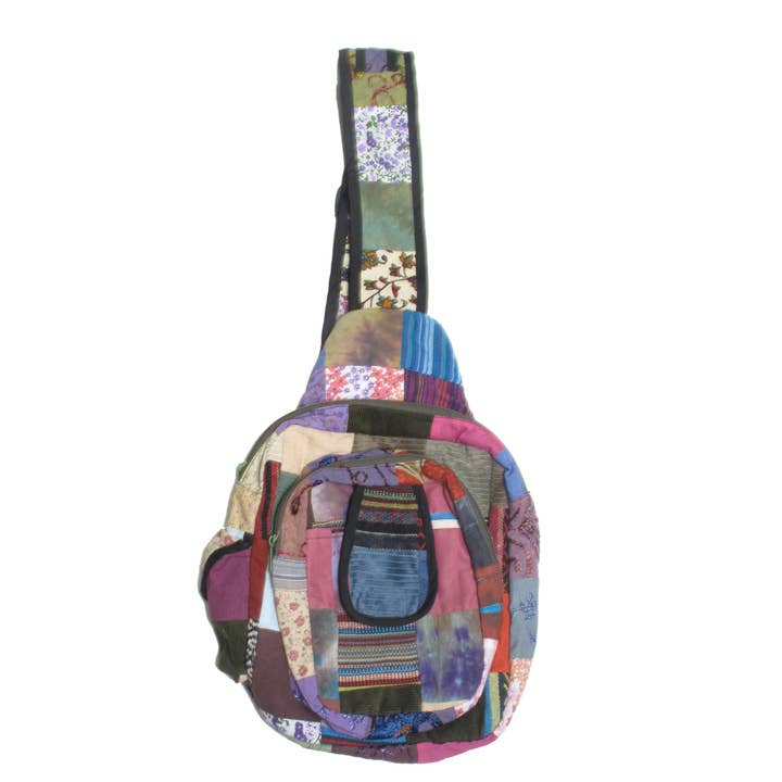 G201 One Shoulder Cotton Patchwork Backpack for wholesale by Blue Sky