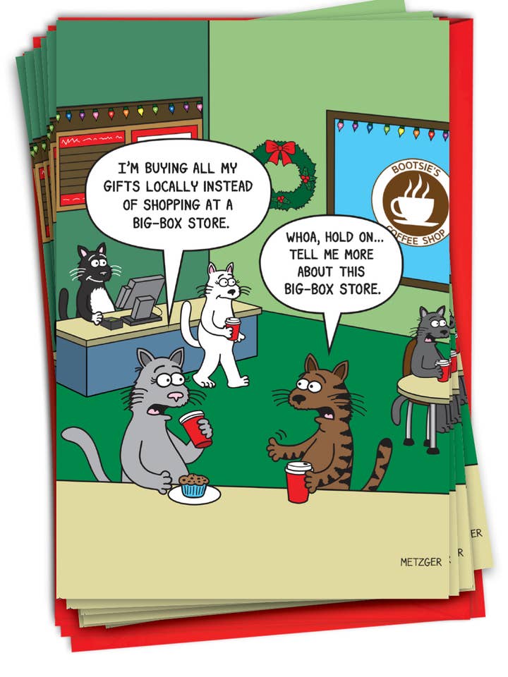 12 Funny Christmas Greeting Cards (1 Design) - Local Gifts for wholesale by NobleWorks