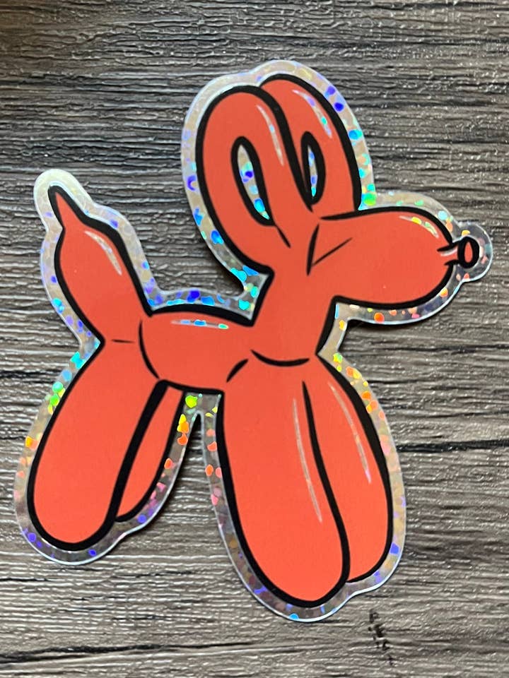 Balloon Dog Sticker, Funny Decal Matte Sticker for Laptop, Car, Water Bottle, and Phone Case for wholesale by Murder of Crows Studio