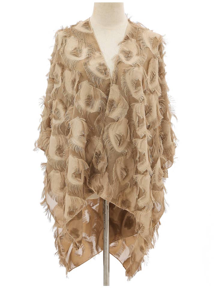 JC Sunny Fashion - Wholesale Kimono - Women's - JC060283 Elegant 3D Feather Fringe Eyelash Kimono/Cover-Up7