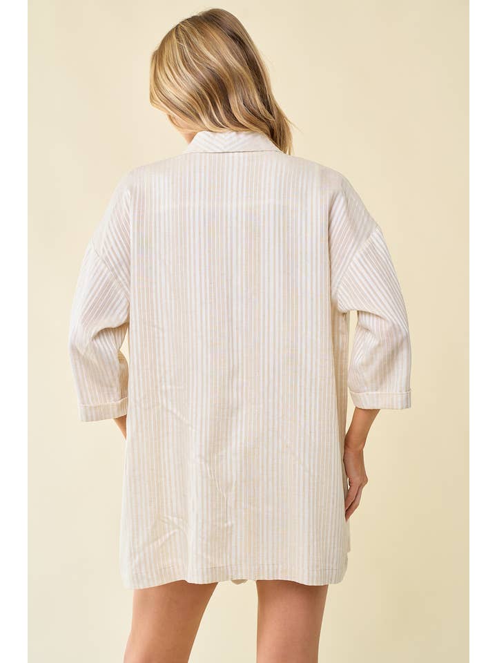 Doe and Rae - Wholesale Jacket - Women's - Linen Stripe Jacket - 10406J3