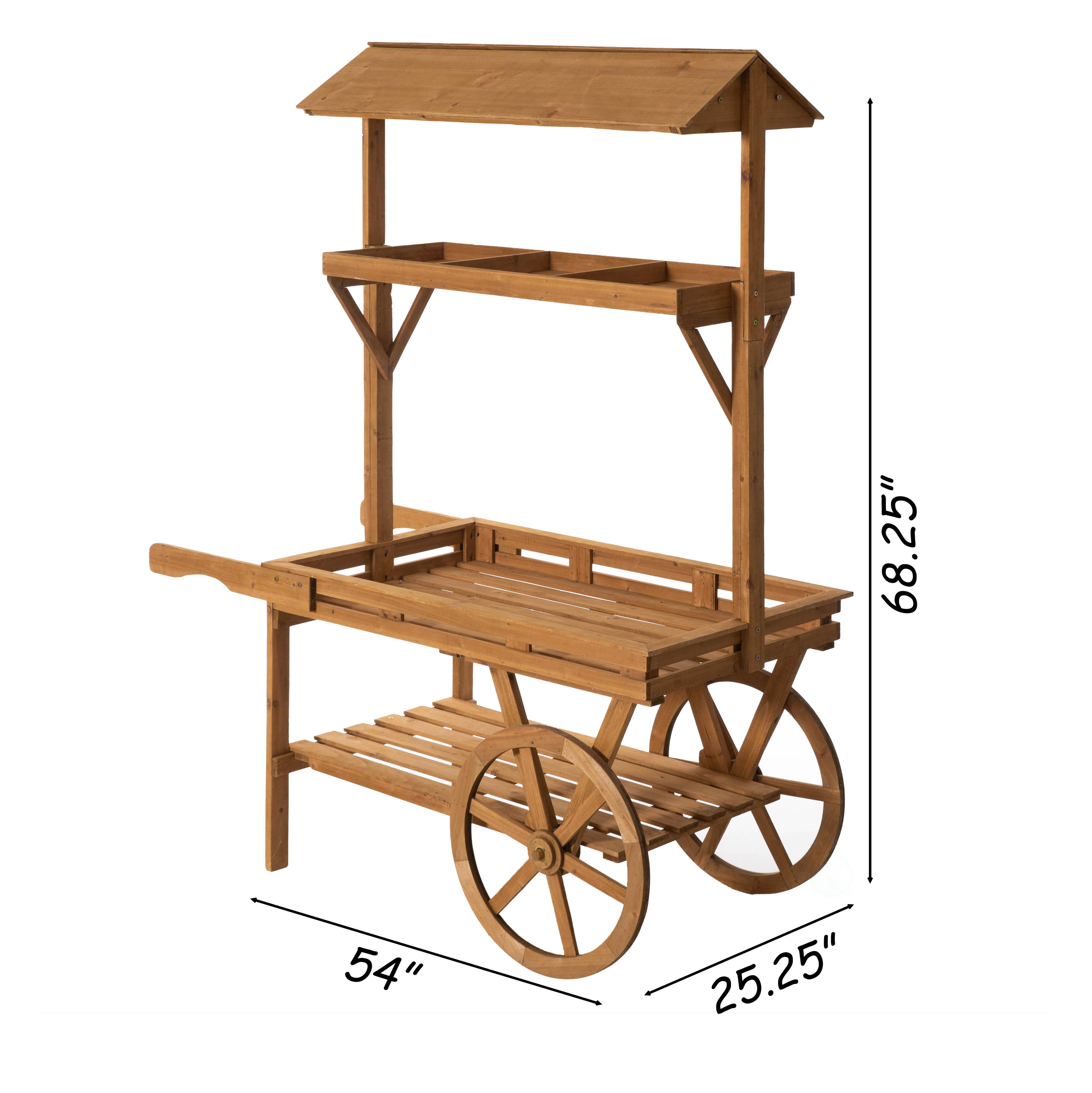 Quickway Imports - Wholesale Bar Cart - Large Wooden 3 Tier Rolling Table Cart With 2 Wheels3