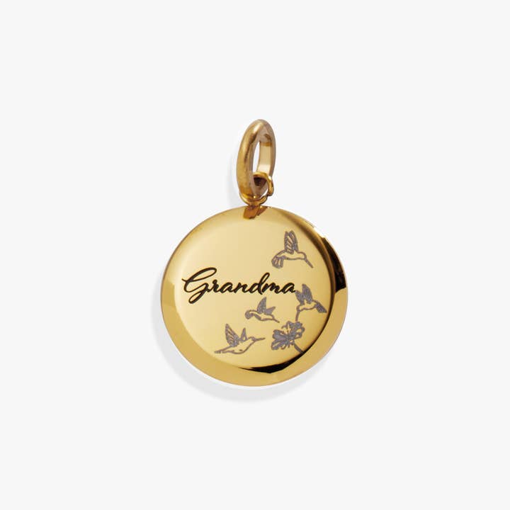 Grandma Hummingbird Disc Charm for wholesale by Alex and Ani