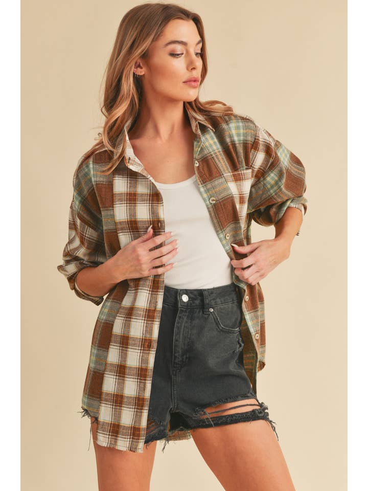 AEMI + CO - Wholesale Button Down Shirt - Women's - 845AN Noelle Flannel Shirt 1