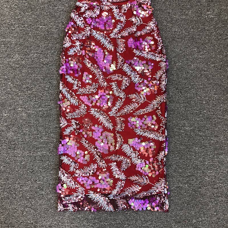 Color as pictures DR546 Vibrant Sequin Floral Embroidered Mesh Halter Dress for wholesale on Faire11