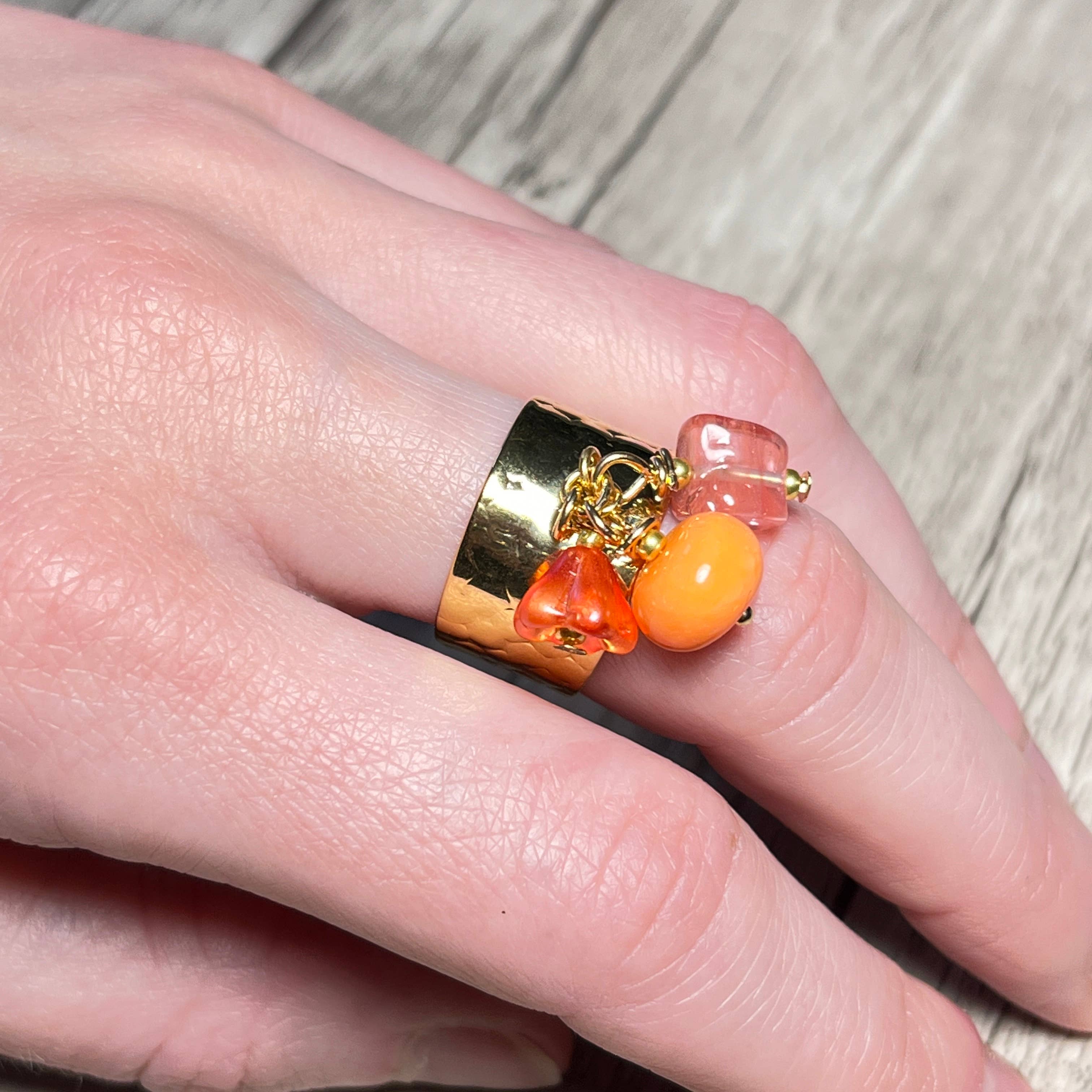 TOURMALYN - Wholesale Cocktail/Statement Ring - Fine gold plated ring with Opal stone and Quartz2