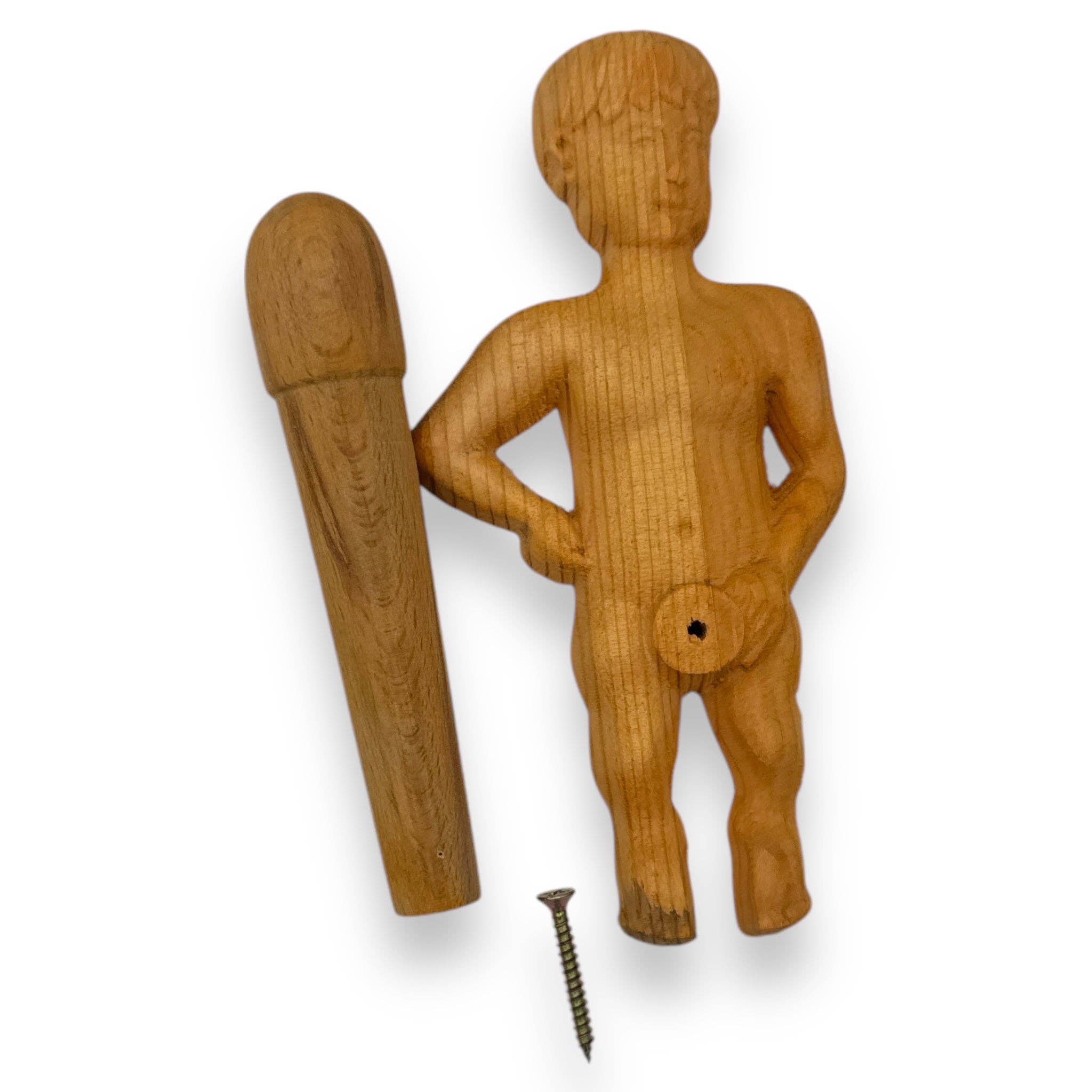 Kinky Pleasure - Wholesale Toilet Paper Holder - Kinky Pleasure - AX112 - Toilet Roll Holder Manneken Piss - Made of Wood with Installation Kit4