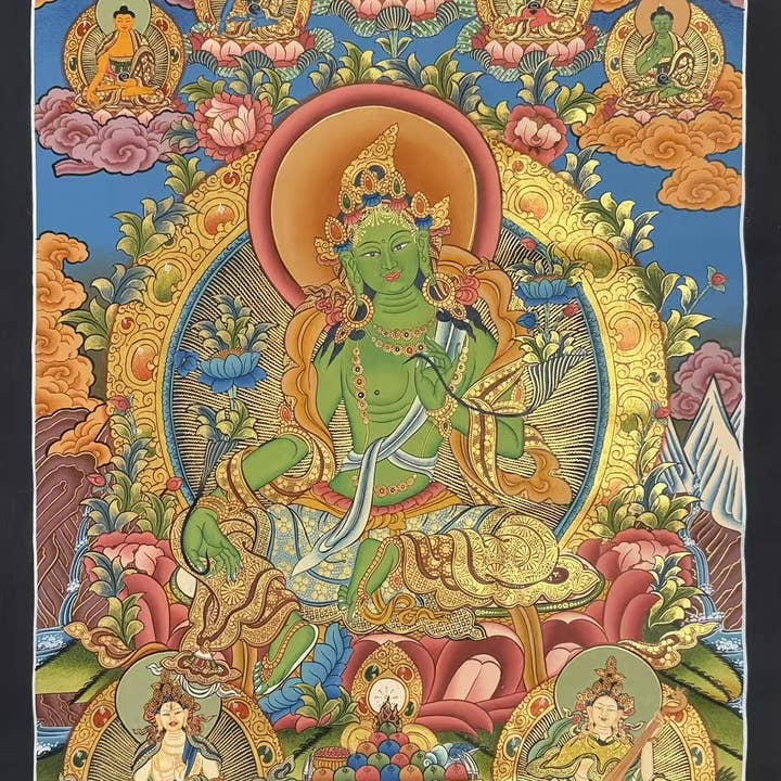 Green Tara Thangka for wholesale by Art Of Tibet