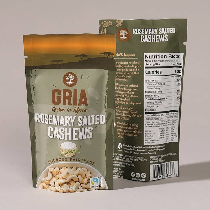 GRIA Food Co. - Wholesale Nuts - Rosemary Salted Fairtrade Cashews (2 oz)0
