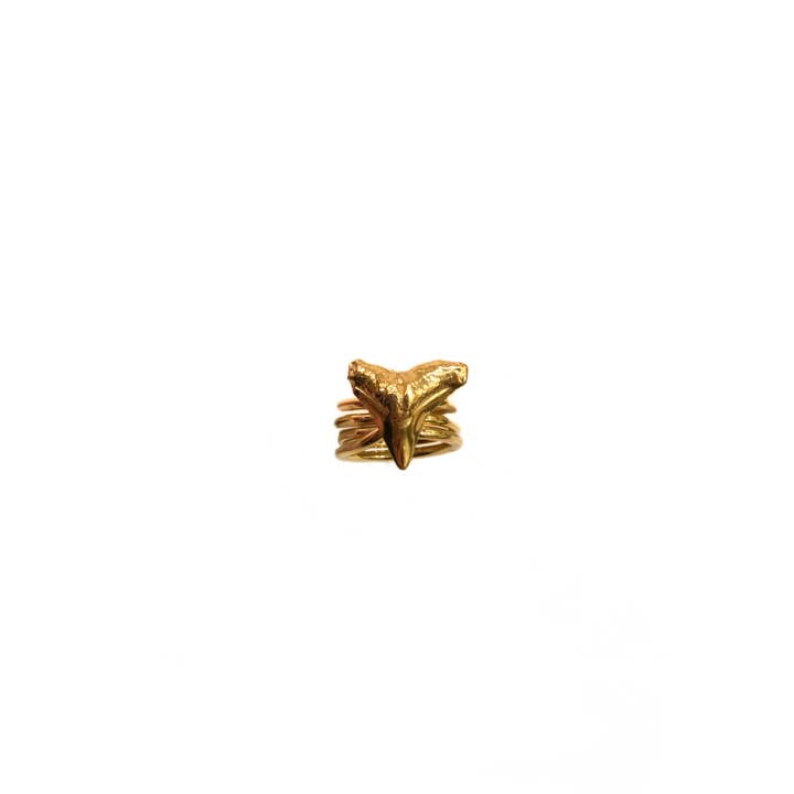 Anel de dente multi-envoltório Gold Plate 400 por atacado de Fin montauk