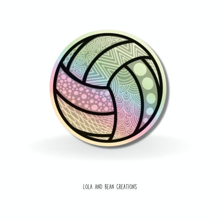 Holographic Volleyball Sticker for wholesale by Lola & Bean Creations