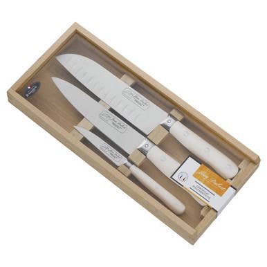 The French Farm - Wholesale Knife Set - Jean Dubost Pradel 1920 White 3pc Knife Set