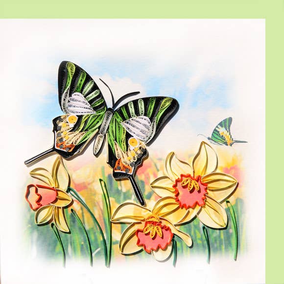 Malachite green butterfly, quilling card, greeting card, paper art, everyday card IC-27 for wholesale by YoderDo Quilling Greeting Cards