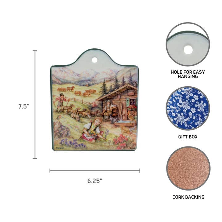 European Heritage Gifts - Wholesale Cheese Board - Ceramic Cheeseboard With Cork Backing: Heidi2