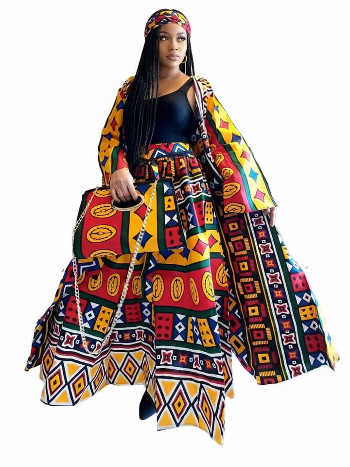 3pcs Set Maxi Skirt Pocketbook wrap Dress J for wholesale by India Batik