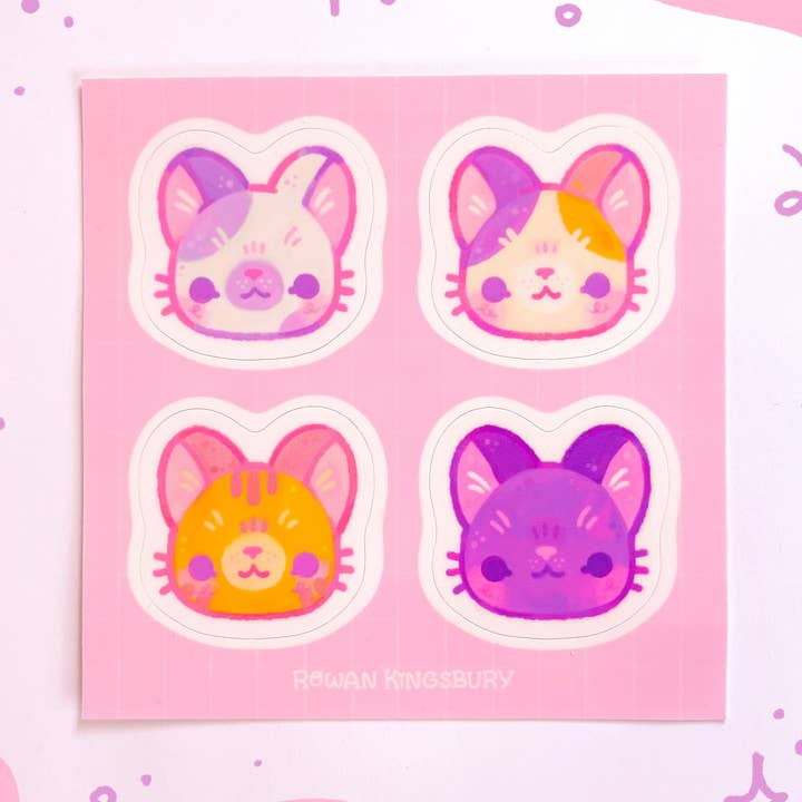 Kitty Sticker Sheet for wholesale by Rowan Kingsbury