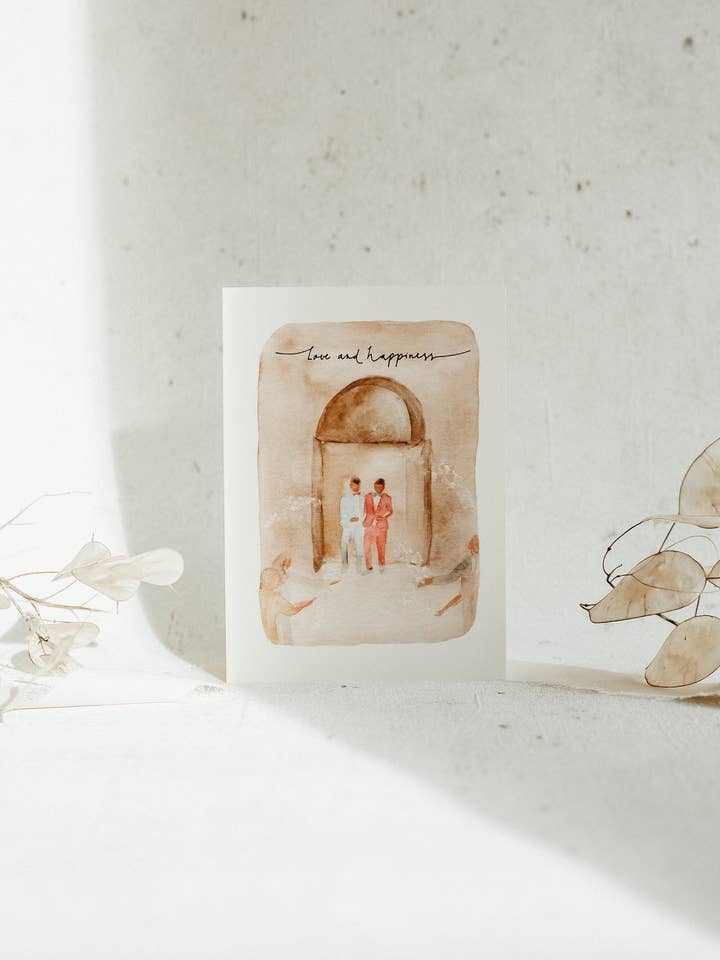 Carte pliante de mariage pour hommes pour la vente par Linda Mundo