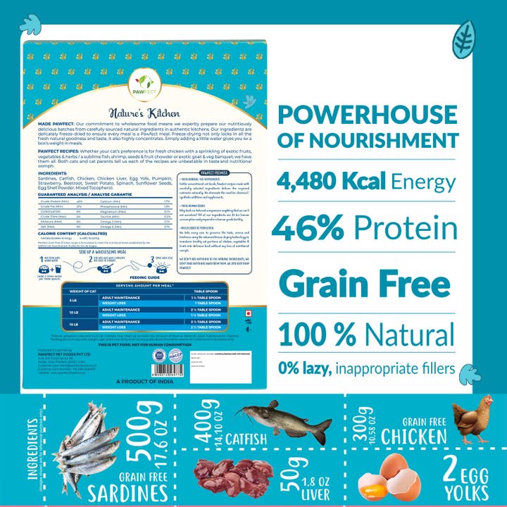 Pawfect Foods - Wholesale Pet Food - Cat - Pawfect Nature's Kitchen Freeze Dried Cat Food, Fish Recipe | Complete and Balanced Meal | All-Natural | Zero Preservatives | Grain Free | High Protein Food1