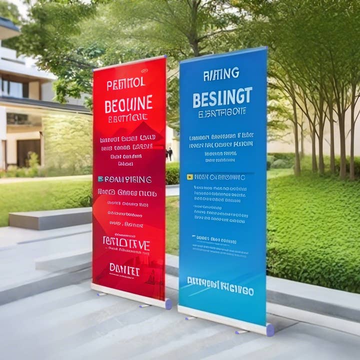 FIXTUREDISPLAYS - Vendita all'ingrosso Striscione - Supporto per banner avvolgibile verticale retrattile in lega di alluminio portatile 31,5"W X 80"H 221635