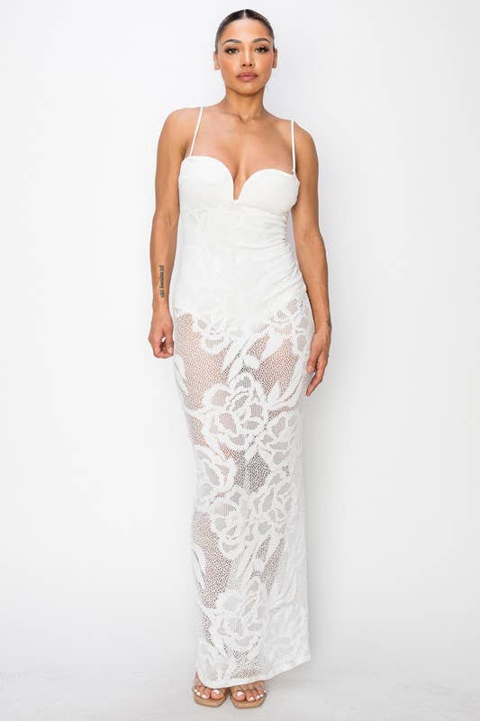 Kimcine - Wholesale Dress - Women's - KD9738-spaghetti strap lace maxi dress(REVISE)11