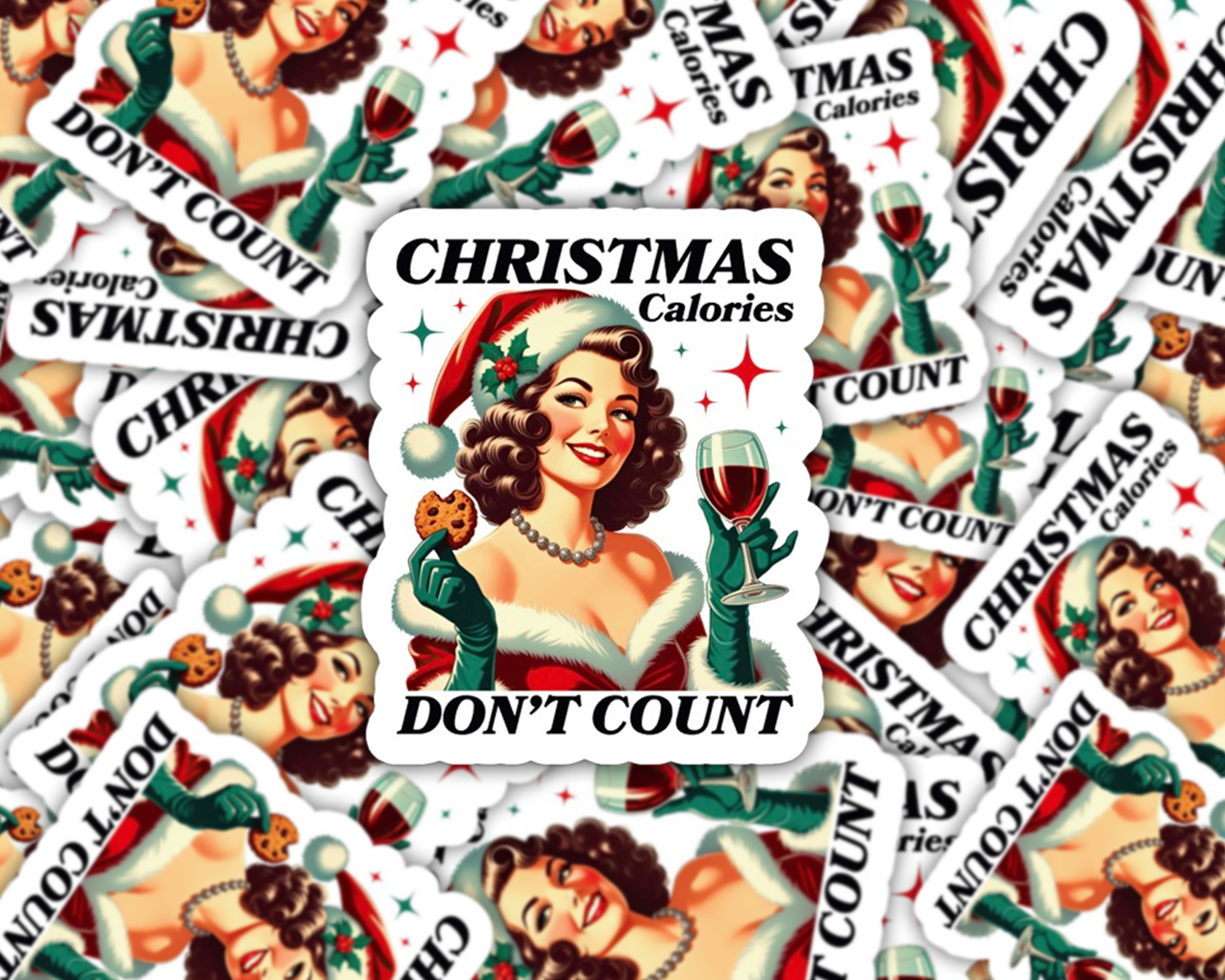 The Vinyl Rose – wholesale Sticker – Christmas Calories Don't Count Sticker, Holiday Stickers2