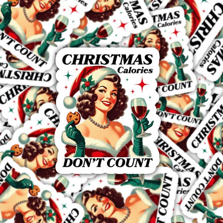 The Vinyl Rose – wholesale Sticker – Christmas Calories Don't Count Sticker, Holiday Stickers2