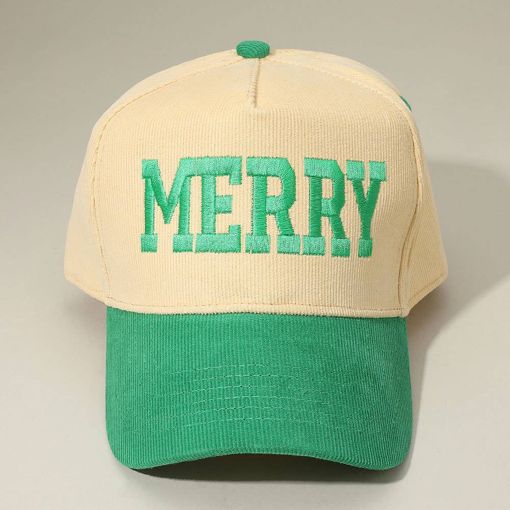 Sensibling Corp. - Wholesale Baseball Cap - Women's - MERRY Message Embroidered Corduroy Baseball Cap4