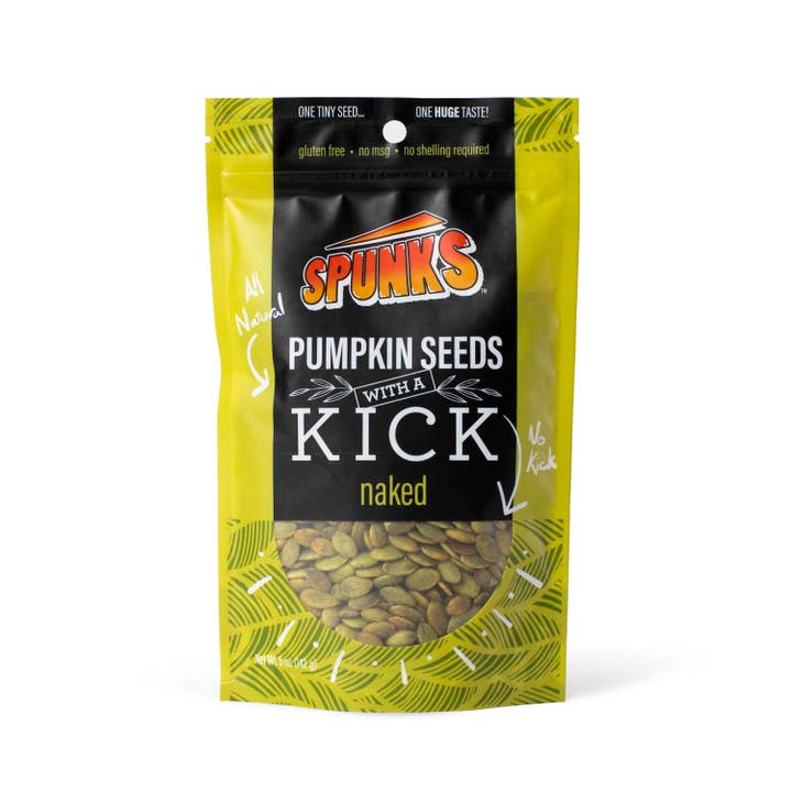 SPUNKS, NO KICK NAKED 5 OZ. voor wholesale door SPUNKS 'pumpkin seeds with a kick'