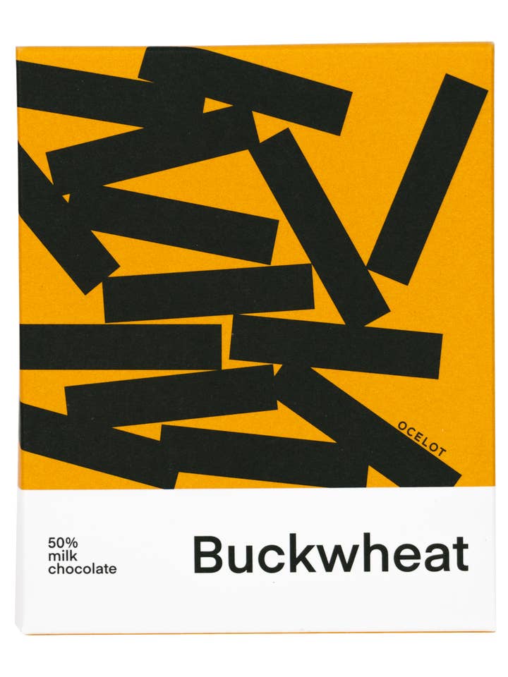 Ocelot Toasted Buckwheat Dark Milk Chocolate (55%), 70g for wholesale by Ocelot Chocolate