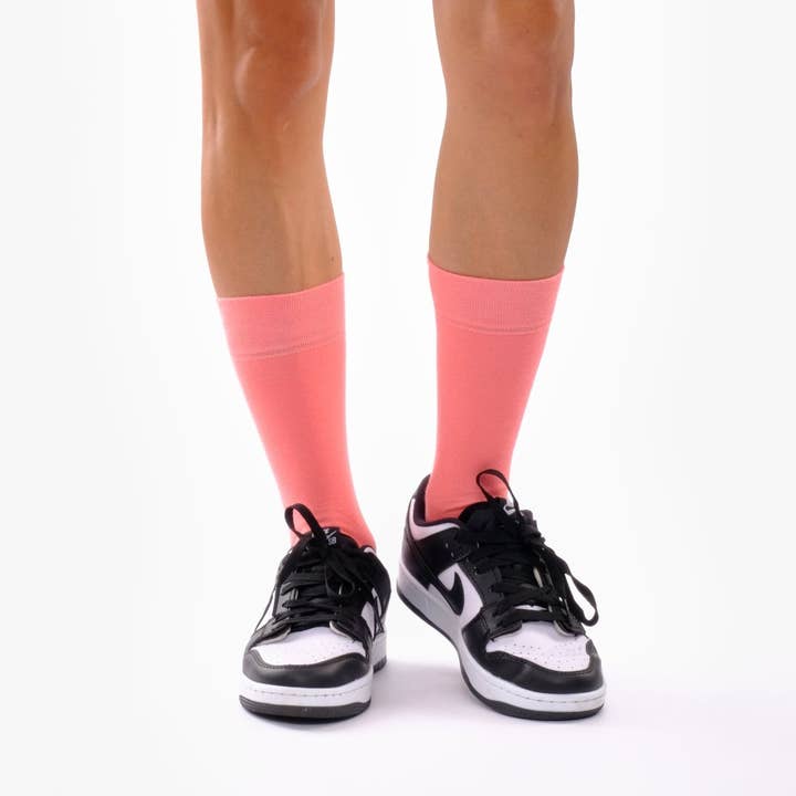 ONESCK - Wholesale Socks – Unisex - Coral Pink Organic Cotton Crew Socks1