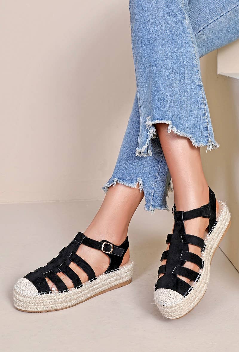 Joia Paris - Wholesale Sandals - Women's - Trendy flat gladiator espadrille H8-8699