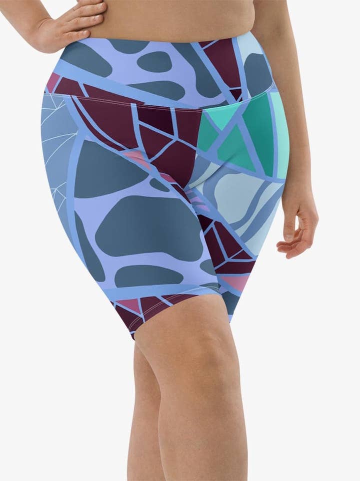 Biker Shorts "Mosaic" Blue/Plum for wholesale by Loony Legs