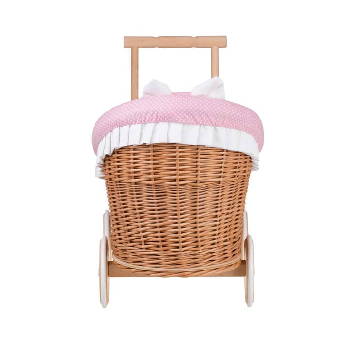 The Wicker Stories - Wholesale Doll Accessory Kit - Kids - Wicker Dolls Pram With Bedding, Exclusive Eco Toy