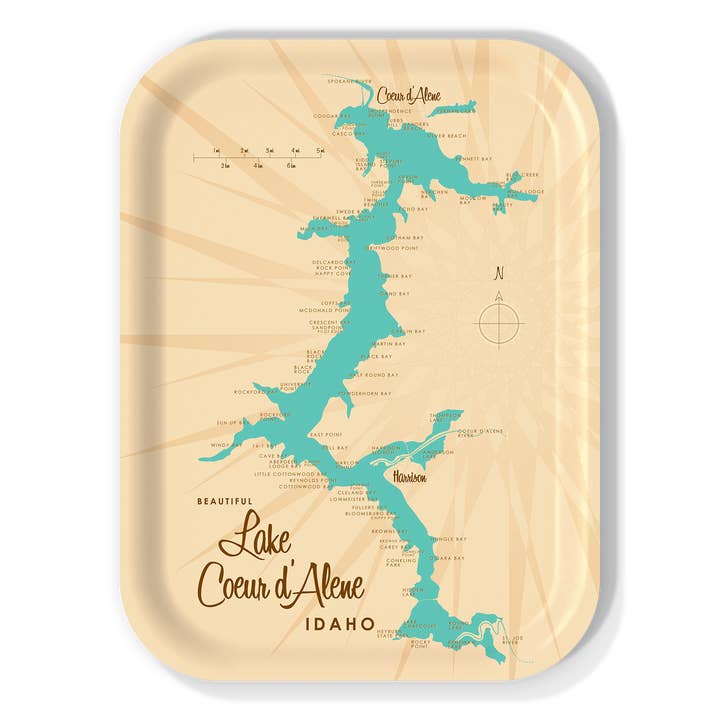 Trays4Us - Wholesale Serving Tray - Lake Coeur D'Alene Idaho ID Birchwood Tray by Lakebound