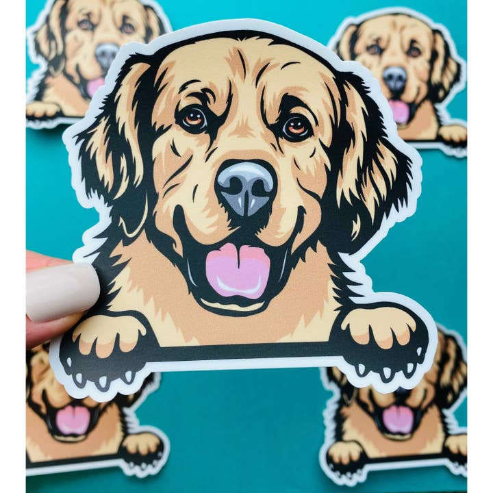 Golden Retriever Sticker - Colorful Abstract Cute Golden Dog for wholesale by Otto's Grotto