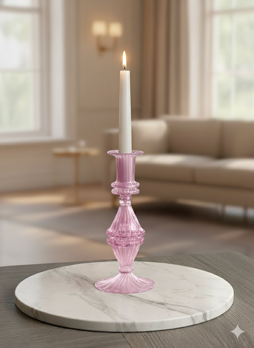 Arabazaar Gallery LLC – wholesale Candle holder – Handblown Gems Swirl Glass Candle Holders0