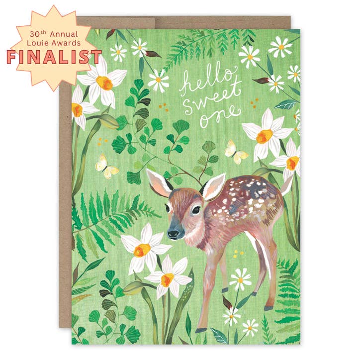 Fawn New Baby Card for wholesale by Biely & Shoaf
