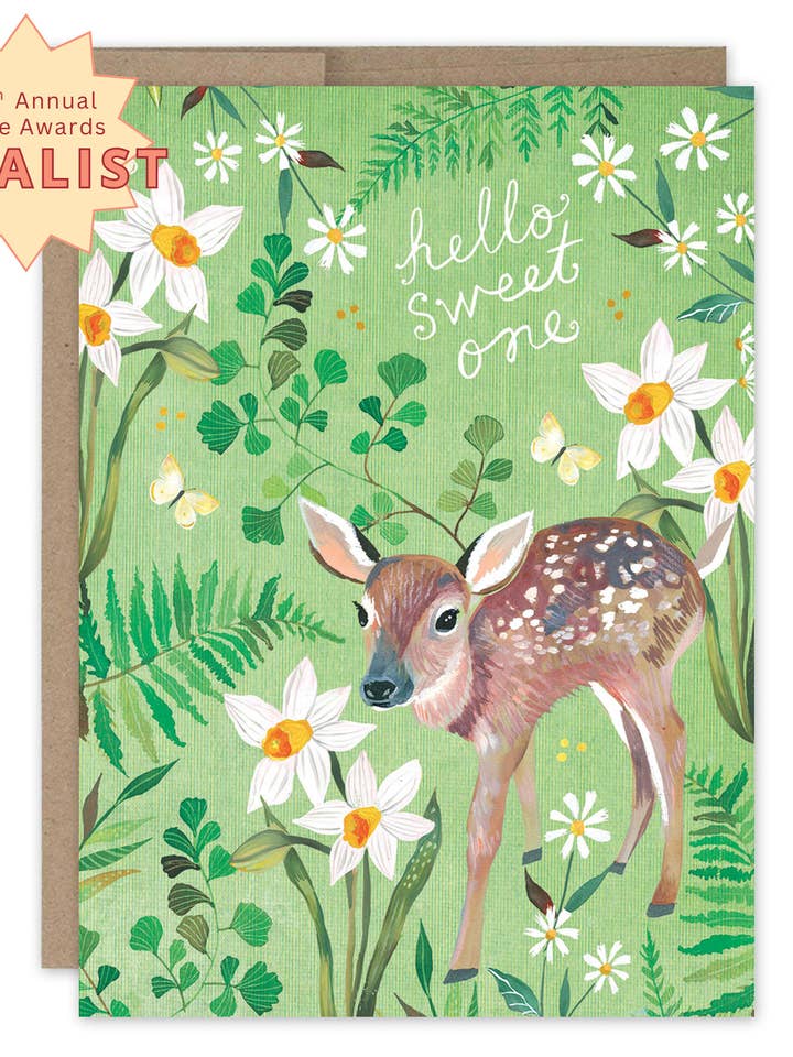Fawn New Baby Card for wholesale by Biely & Shoaf