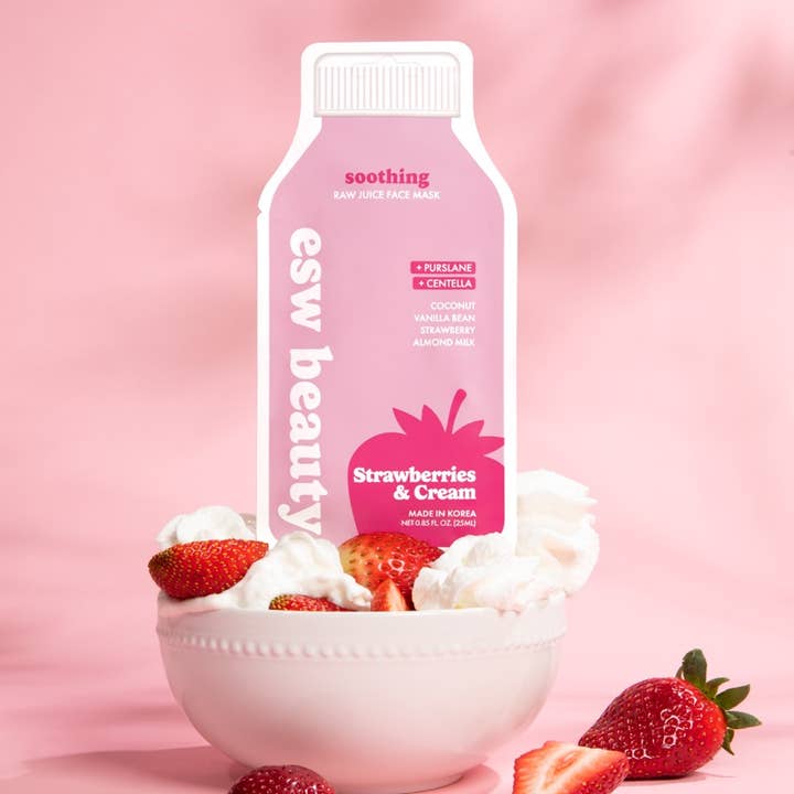 Strawberries and Cream Soothing Raw Juice Sheet Mask for wholesale by ESW Beauty
