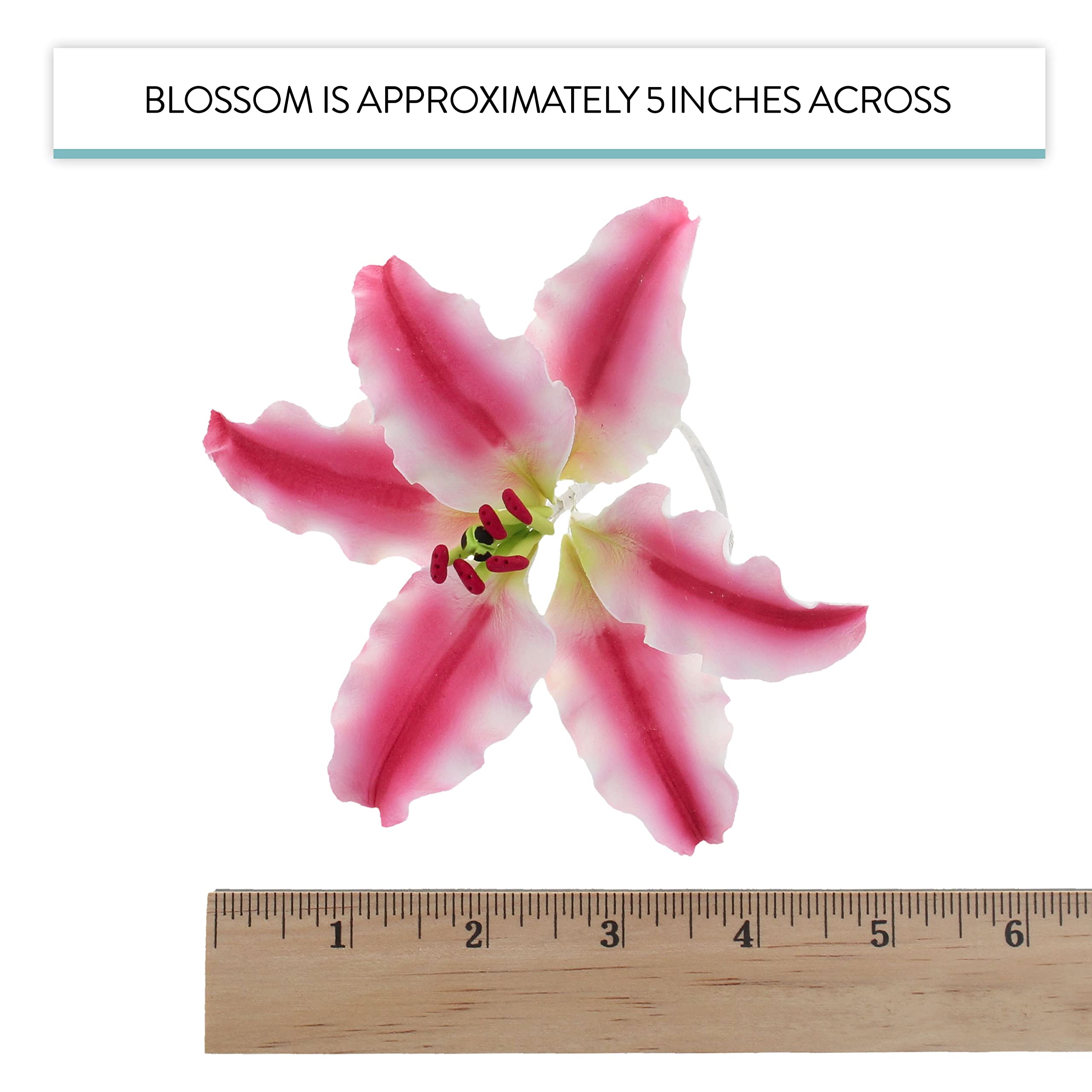 Global Sugar Art - Wholesale Artificial Flowers - Stargazer Lily Sugar Flowers with Leaf Sprays by Global Sugar Art, Pink and White, 3 Count6