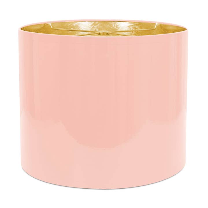 Abat-jour laqué brillant 12"x10" - Rose coquillage/Doublure dorée pour la vente par Couture Lamps