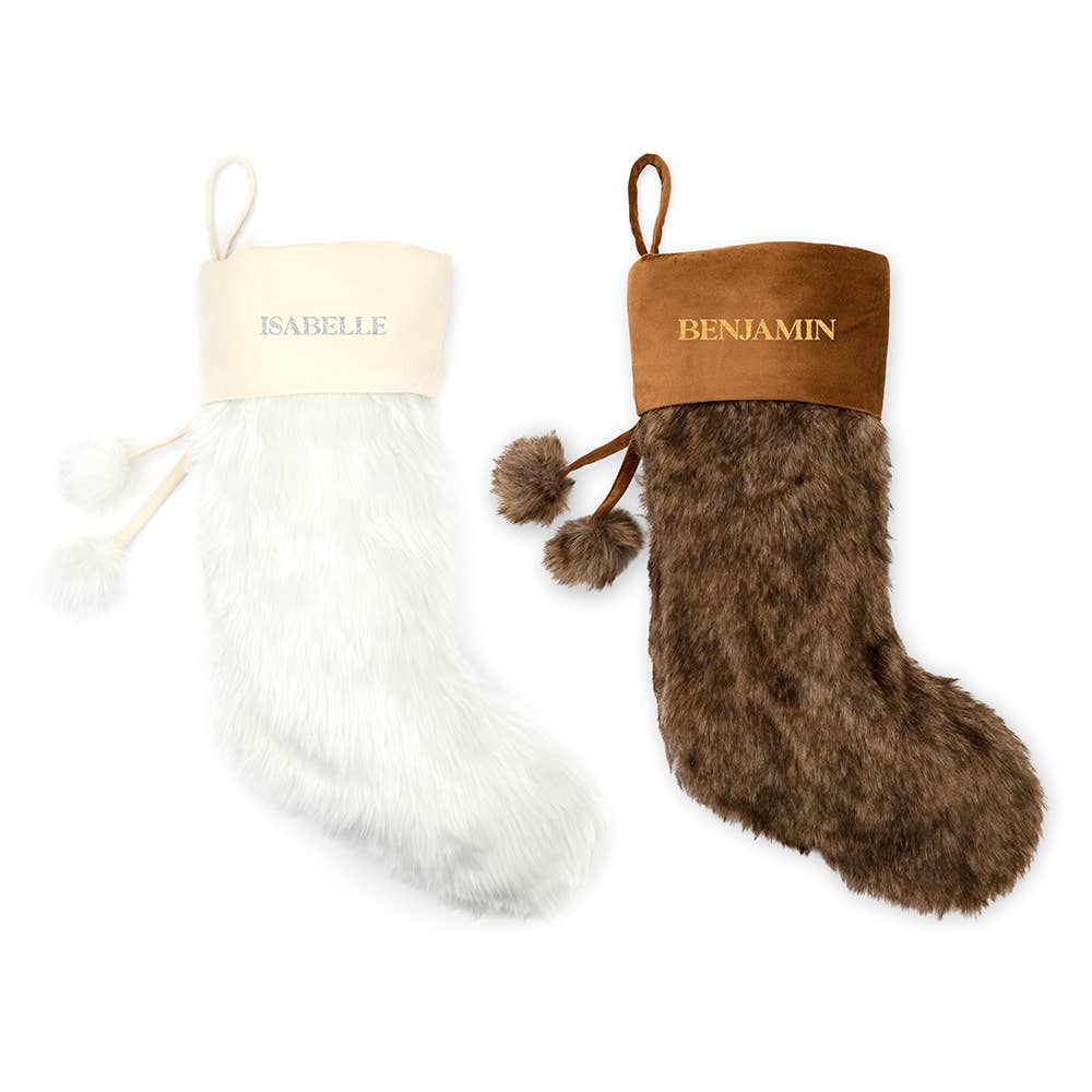 Weddingstar Inc. – Engroshandel Julestrømpe – Plys imiteret pels julestrømpe - Traditionel monogram tekst0