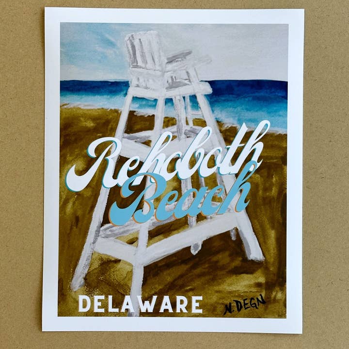 Delaware Rehoboth Beach Art Giclee Travel Print for wholesale by Lower 48 Trading Company Road Trip Shop
